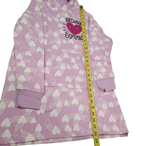 Spotted Zebra Girls Hooded Sweatshirt Dress Smile Often Stitched Purple Size XL - Picture 8 of 12